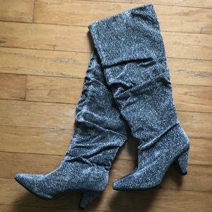 NWOB -Target Silver Sparkly Knee High Boots size 6